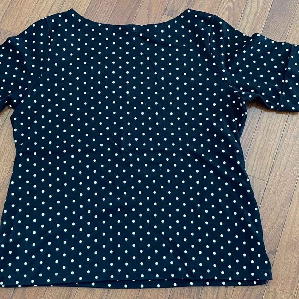 Karen Scott Black White Polka Dot Top Size Large - Picture 11 of 16